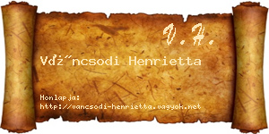 Váncsodi Henrietta névjegykártya